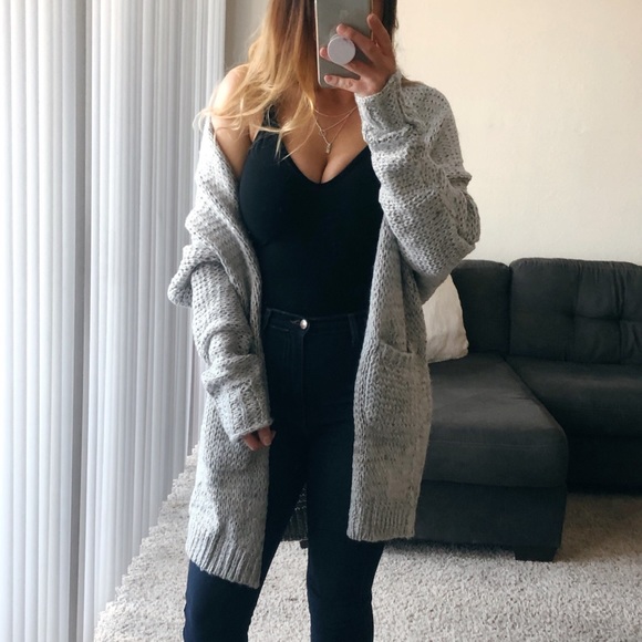 ColorMeFree Boutique Sweaters - Long knit cardigan - gray